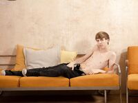 Skinny gay teen boy Gabe Isaac grabs his huge dick &