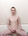 Horny blonde twink Foxxx washes himself and masturbates in