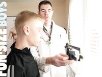 Blond twink Caleb gets his ass examined by Dr Wolf before