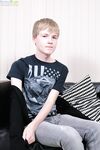 Blonde twink Tyler Manson shows his big balls while jerking
