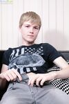 Blonde twink Tyler Manson shows his big balls while jerking