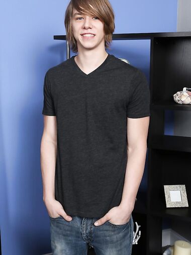 Handsome gay college boy Ares strokes his meat pole and