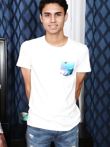 Gorgeous Latino twink Chase Rivers strokes his nice dick &