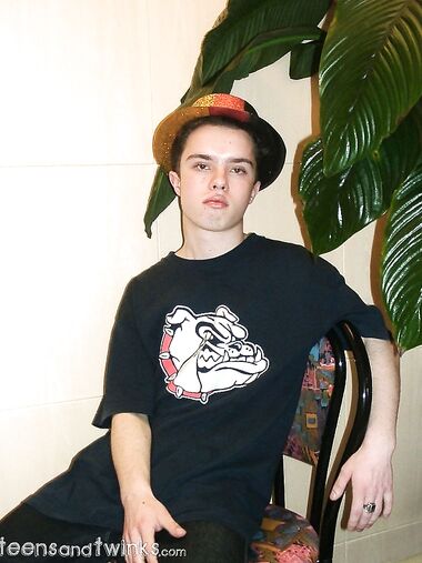 Hairy twink strips completely naked and shows off his small