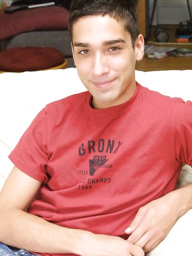 Hot brunette boy Seth Michaels shows his big cock up close